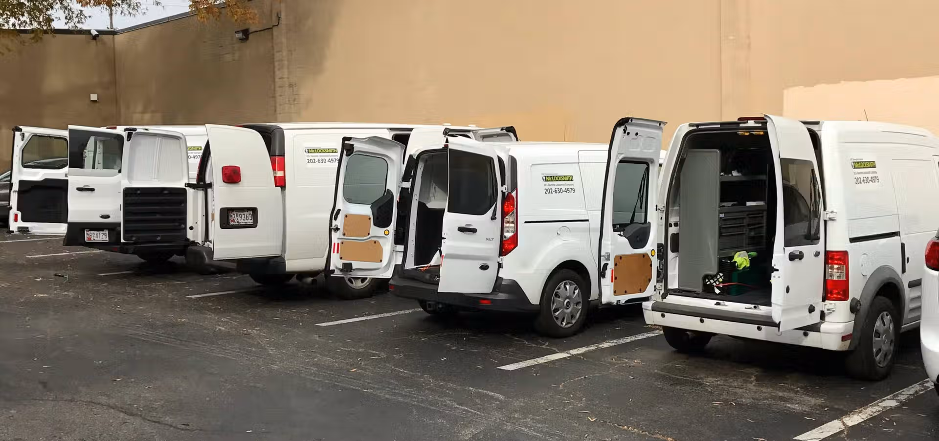 Mr. Locksmith DC fleet of mobile locksmith service vans ready to respond across Washington DC